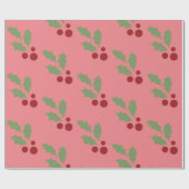 Roze kerstcadeaupapier voor Holly Wrapping Cadeaupapier (Vlak)