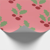 Roze kerstcadeaupapier voor Holly Wrapping Cadeaupapier (Hoek)