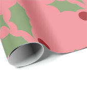 Roze kerstcadeaupapier voor Holly Wrapping Cadeaupapier (Rol Hoek)