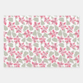 Roze kerstcadeaupapier voor kerstfeestdagen, Poins Inpakpapier Vel (Voorkant)