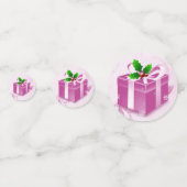 Roze kerstcadeaus Confetti (Voorkanten)
