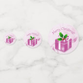 Roze kerstcadeaus Confetti (Achterkanten)