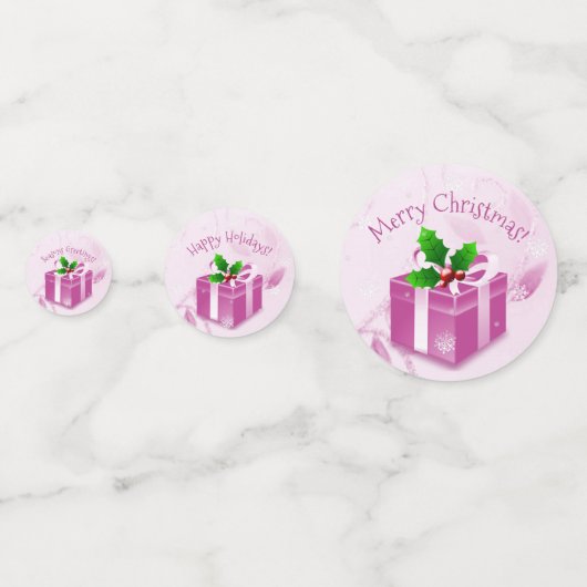 Roze kerstcadeaus Confetti (Achterkanten)