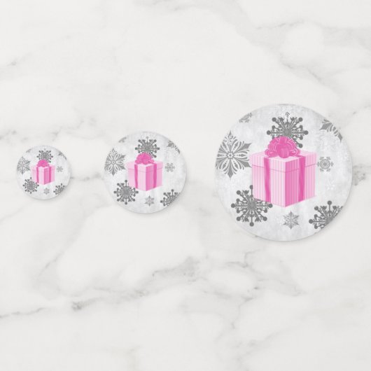Roze kerstcadeaus Confetti (Achterkanten)