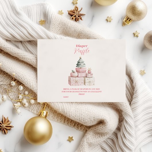 Roze Kerstcadeaus Diapper Raffle Informatiekaartje