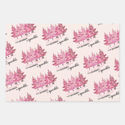 Roze kerstcadeaus inpakpapier vel (Voorkant 2)