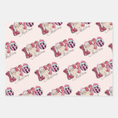 Roze kerstcadeaus inpakpapier vel (Voorkant)