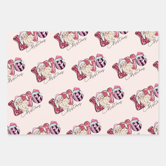 Roze kerstcadeaus inpakpapier vel (Voorkant)