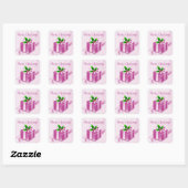 Roze kerstcadeauSticker Vierkante Sticker (Vel)