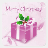 Roze kerstcadeauSticker Vierkante Sticker (Voorkant)
