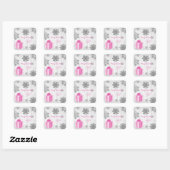Roze kerstcadeauSticker Vierkante Sticker (Vel)