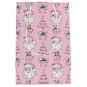 Roze kerstcadeautas medium cadeauzakje (Voorkant)