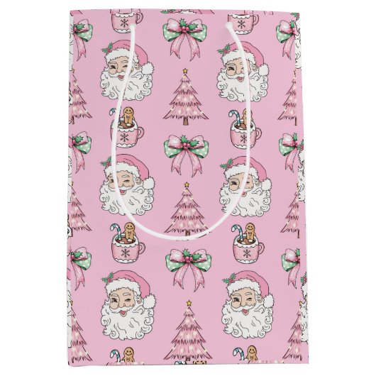 Roze kerstcadeautas medium cadeauzakje (Voorkant)