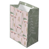 Roze Kerstcadeautas Medium Cadeauzakje (Voorkant Gekanteld)