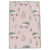 Roze Kerstcadeautas Medium Cadeauzakje (Voorkant)