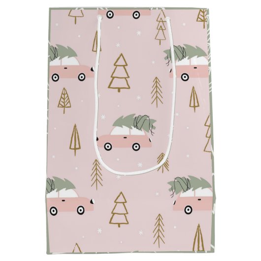 Roze Kerstcadeautas Medium Cadeauzakje (Achterkant)