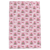 Roze kerstcadeautas medium cadeauzakje (Voorkant)