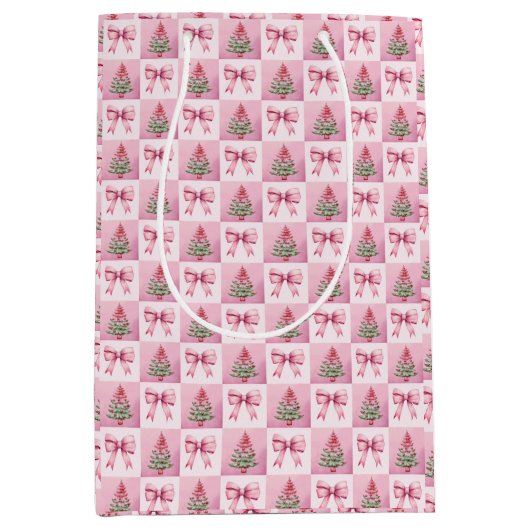 Roze kerstcadeautas medium cadeauzakje (Voorkant)