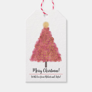 Roze kerstcadeautjes labels voor kerstmis cadeaulabel