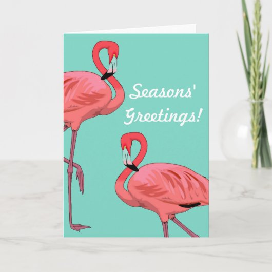Roze kerstcadeautjes voor Flamingo Feestdagen Kaart (Voorkant)