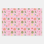Roze kerstcandy inpakpapier vel (Voorkant 3)