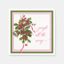 Roze kerstcellen en Holly Paper Napkin