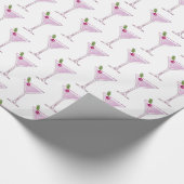 Roze kerstcocktail cadeaupapier (Hoek)