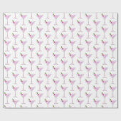Roze kerstcocktail cadeaupapier (Vlak)