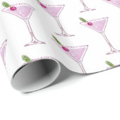 Roze kerstcocktail cadeaupapier (Rol Hoek)