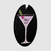Roze kerstcocktail op maat ornament (voorkant)