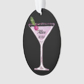 Roze kerstcocktail op maat ornament (voorkant)