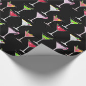 Roze kerstcocktail/zwart cadeaupapier (Hoek)