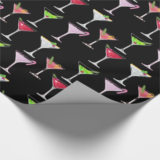Roze kerstcocktail/zwart cadeaupapier (Hoek)