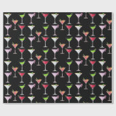 Roze kerstcocktail/zwart cadeaupapier (Vlak)