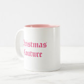 Roze kerstcouture tweekleurige koffiemok (Voorkant links)