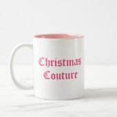 Roze kerstcouture tweekleurige koffiemok (Links)