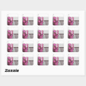 Roze kerstdecoraties vierkante sticker (Vel)