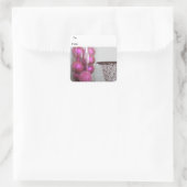 Roze kerstdecoraties vierkante sticker (Tas)