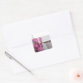 Roze kerstdecoraties vierkante sticker (Envelop)