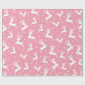 Roze kerstdeerpapier cadeaupapier (Vlak)