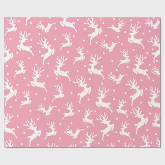 Roze kerstdeerpapier cadeaupapier (Vlak)