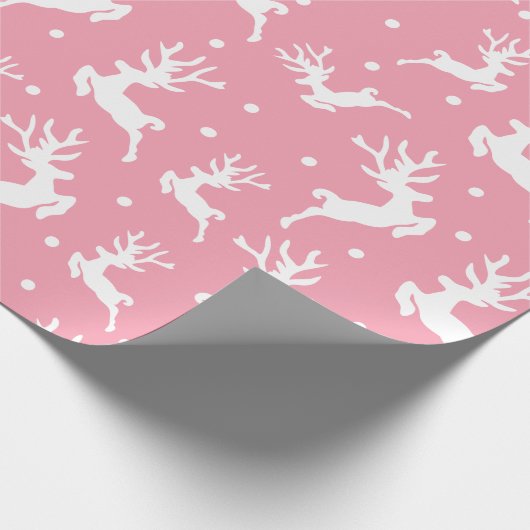 Roze kerstdeerpapier cadeaupapier (Hoek)