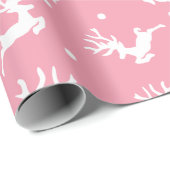 Roze kerstdeerpapier cadeaupapier (Rol Hoek)