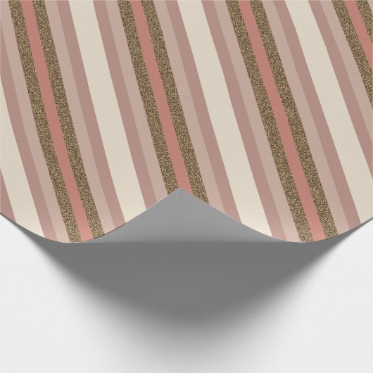  roze kerstdiagonaal strepen cadeaupapier (Hoek)