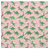 Roze Kerstdinosaurussen Stegosaurus Triceratops Stof (Swatch)
