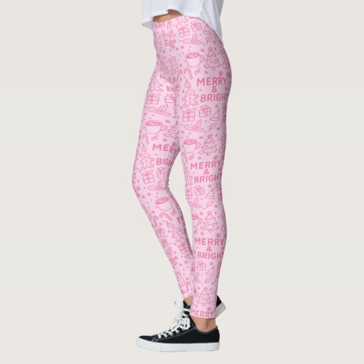Roze kerstdoedel | feestelijke stijl leggings (Links)