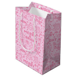 Roze kerstdoedel | Feestelijke vibes Medium Cadeauzakje
