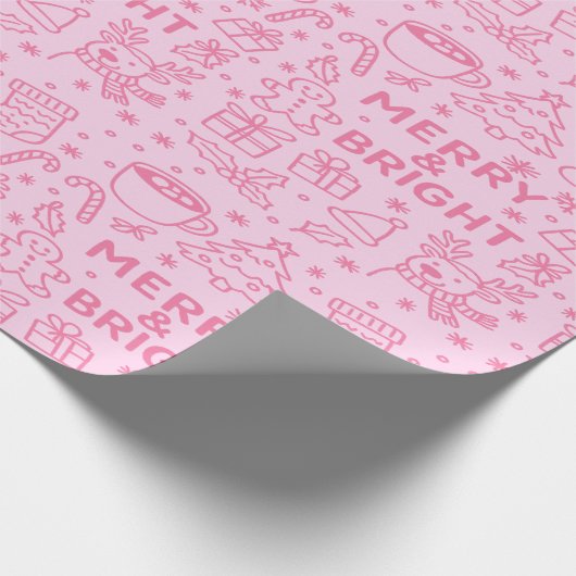 Roze kerstdoedel | Merry Magic Cadeaupapier (Hoek)