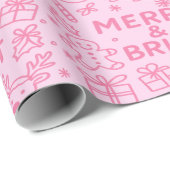 Roze kerstdoedel | Merry Magic Cadeaupapier (Rol Hoek)