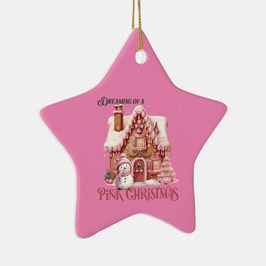 Roze Kerstdroom Keramisch Ornament (Rechts)